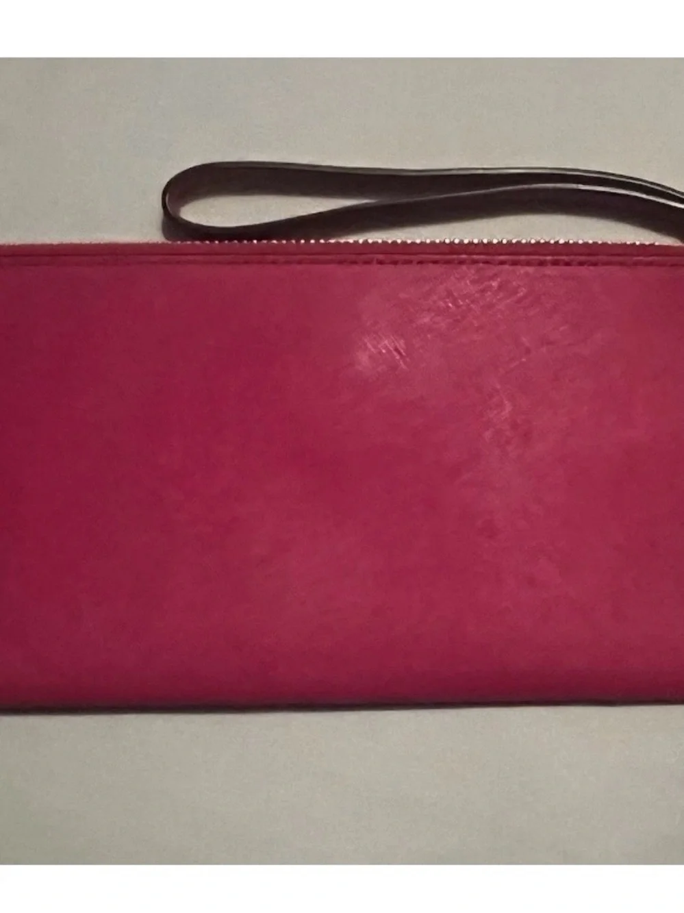 henri bendel Hot Pink Wristlet Clutch with Cream Stitching